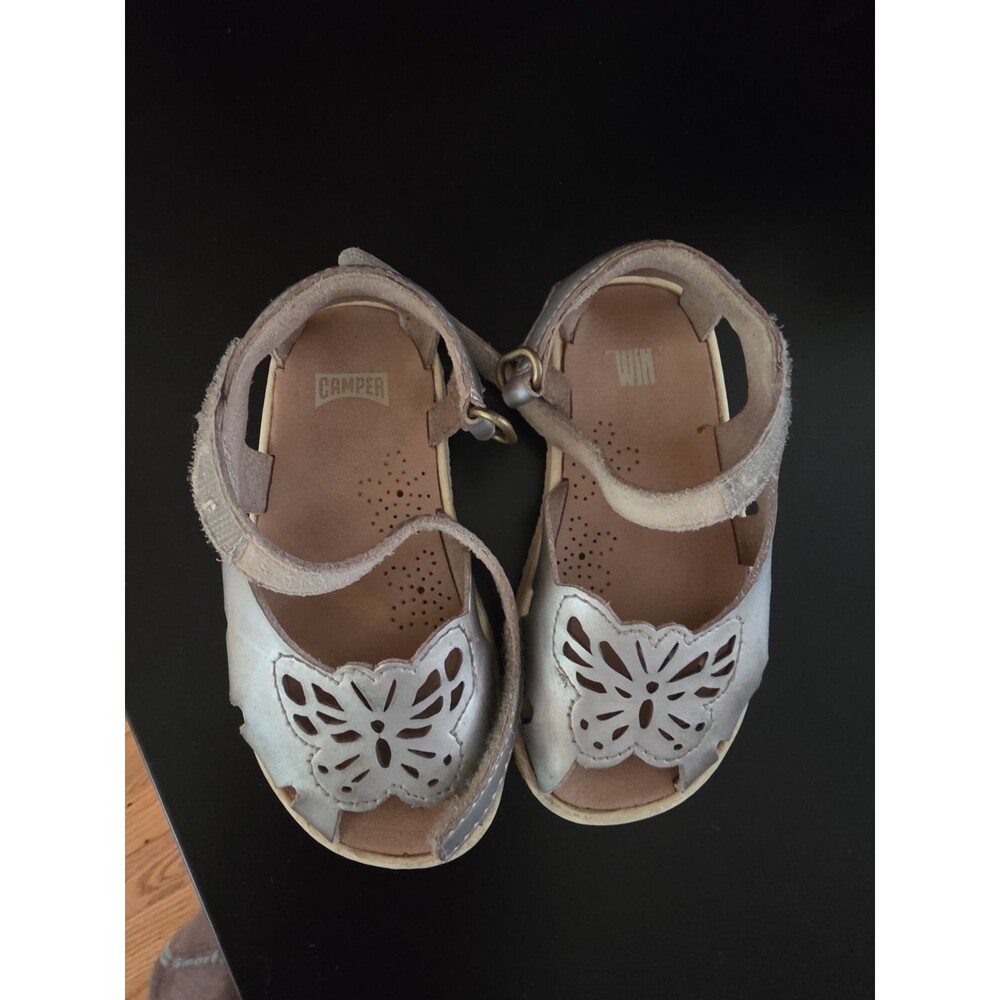 Baby Girl Sandal Camper Twins Silver Leather Sandals Toddler Shoes 22